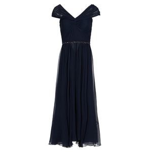 Jenny Packham
Grace Draped Cap-Sleeve & Bead-Embellished Gown
